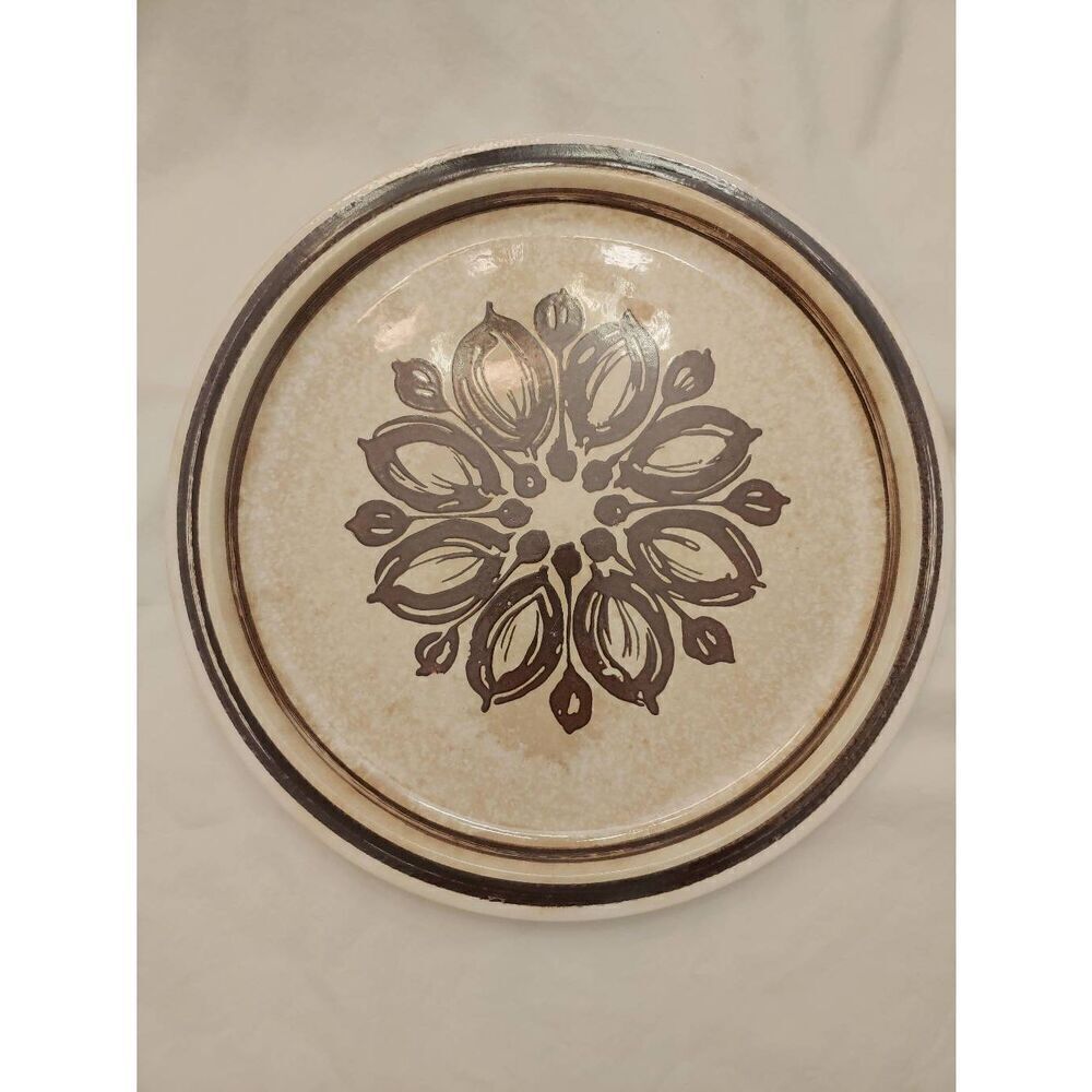 Vintage Daekor Matt Ironstone Beige/Brown Floral Oven To Table Plate